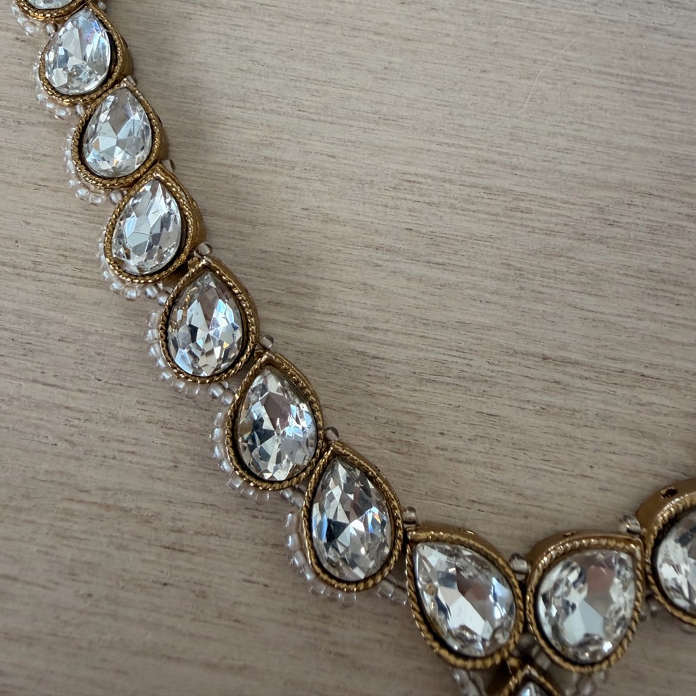 Elegant Gold - Bronze and Silver Beaded Teardrop Necklace